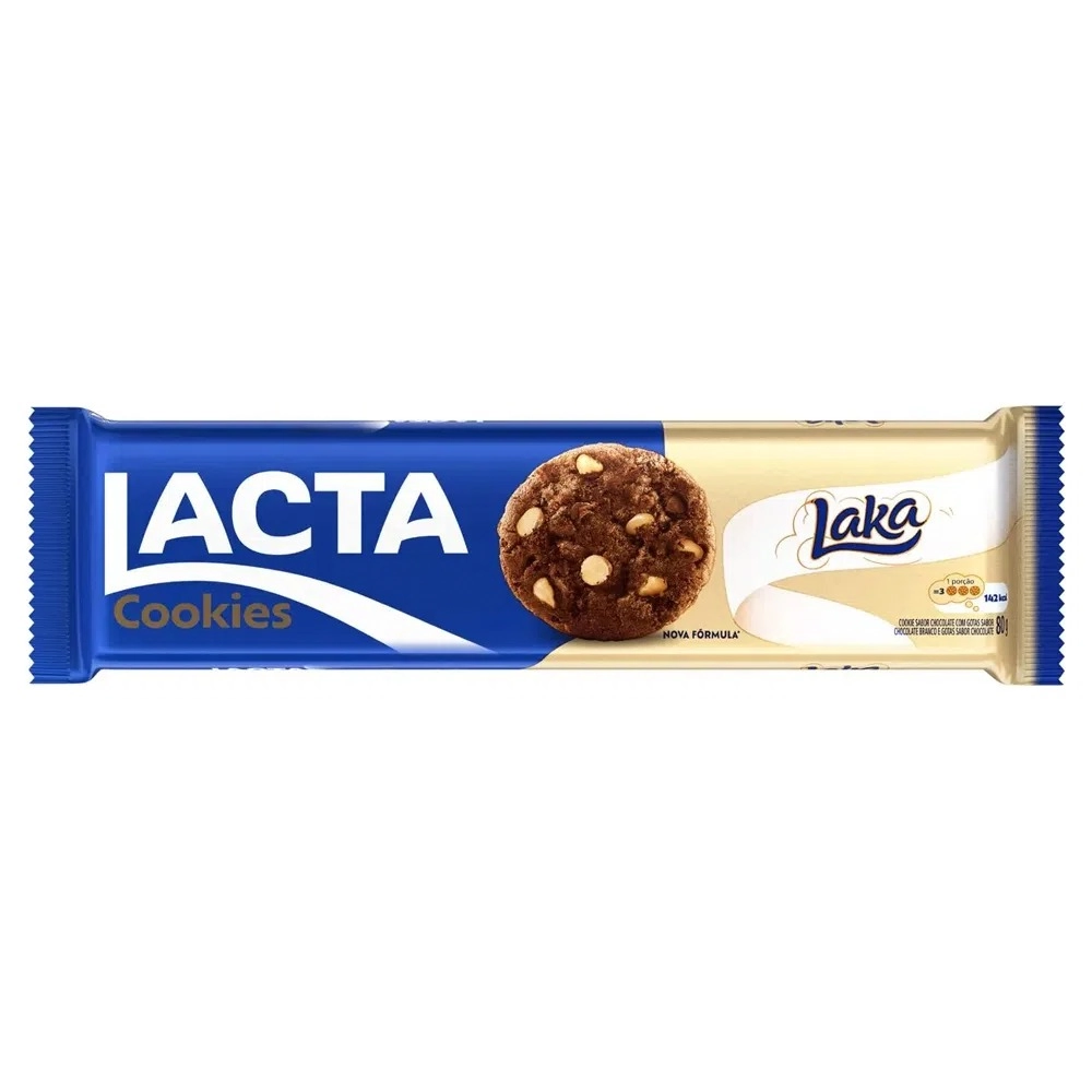 Biscoito Cookie Com Gotas De Chocolate Ao Leite E Laka Lacta Pacote 80g