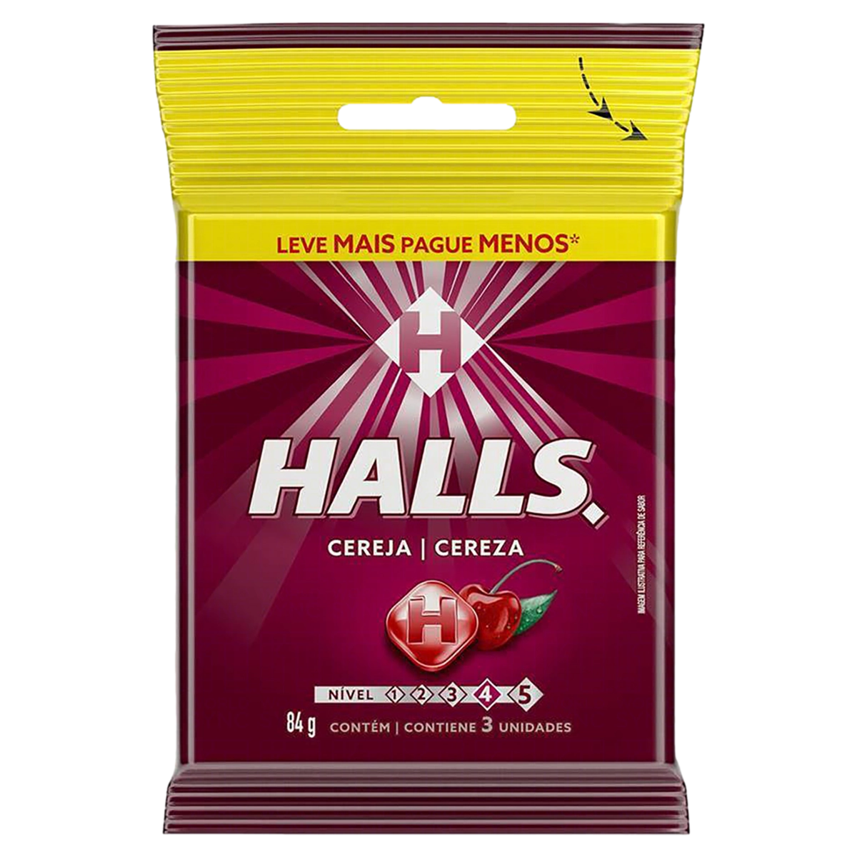 Bala Cereja Halls Pacote 84g 3 Unidades Leve Mais Pague Menos