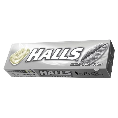 Bala Menta Prata Halls Pacote 34g