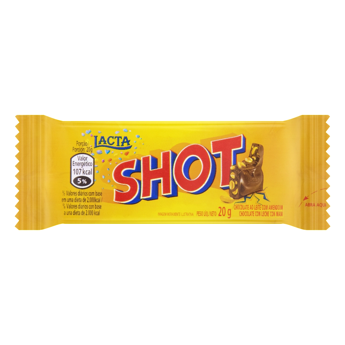 Chocolate Ao Leite Com Amendoim Lacta Shot Pacote 20g