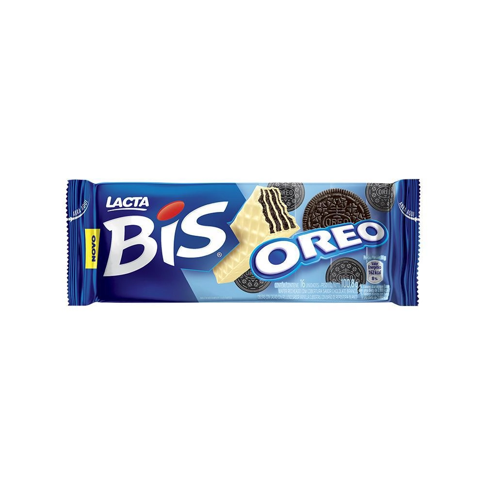 Wafer Oreo Cobertura Chocolate Branco Lacta Bis Pacote 100,8g