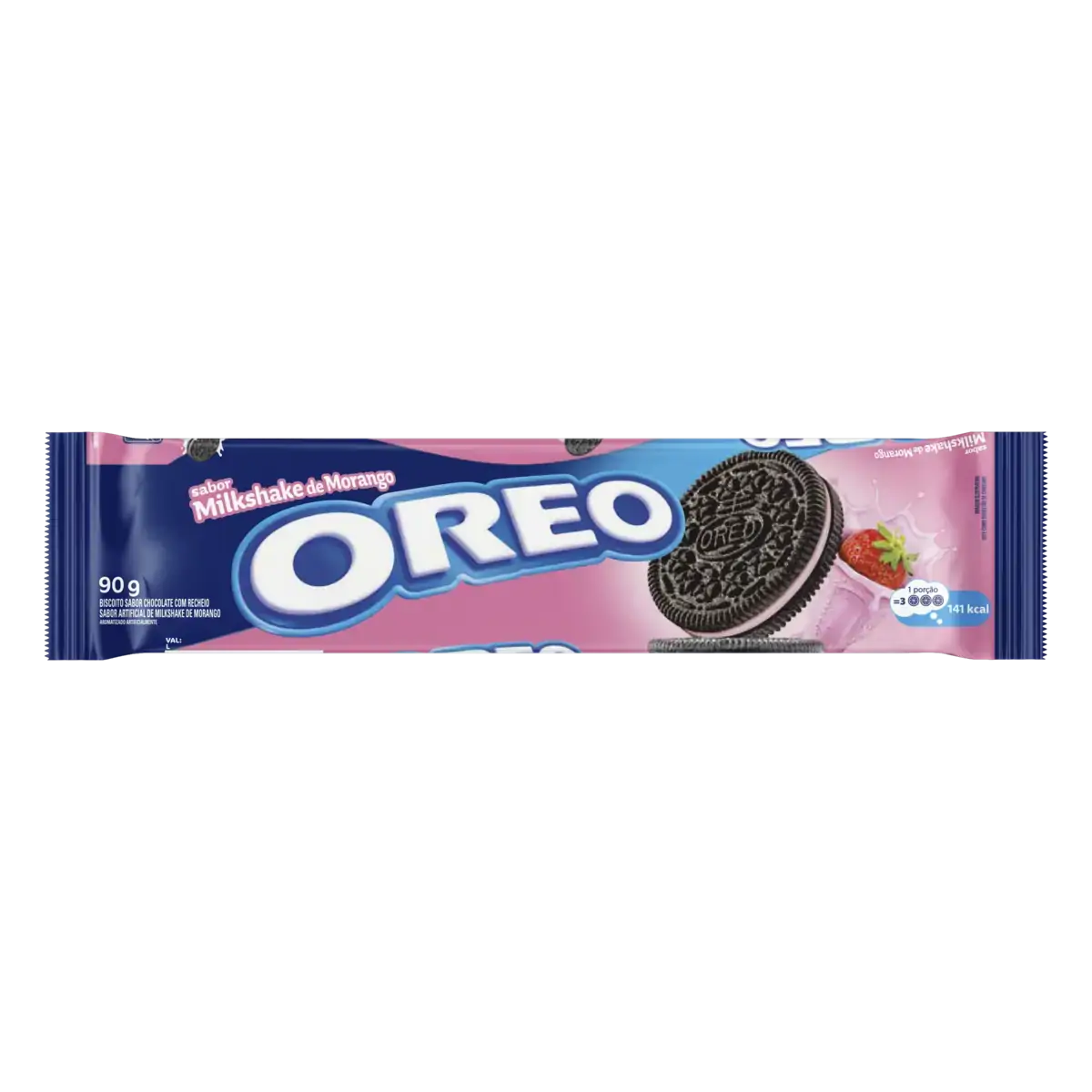 Biscoito Chocolate Recheio Milkshake De Morango Oreo Pacote 90g