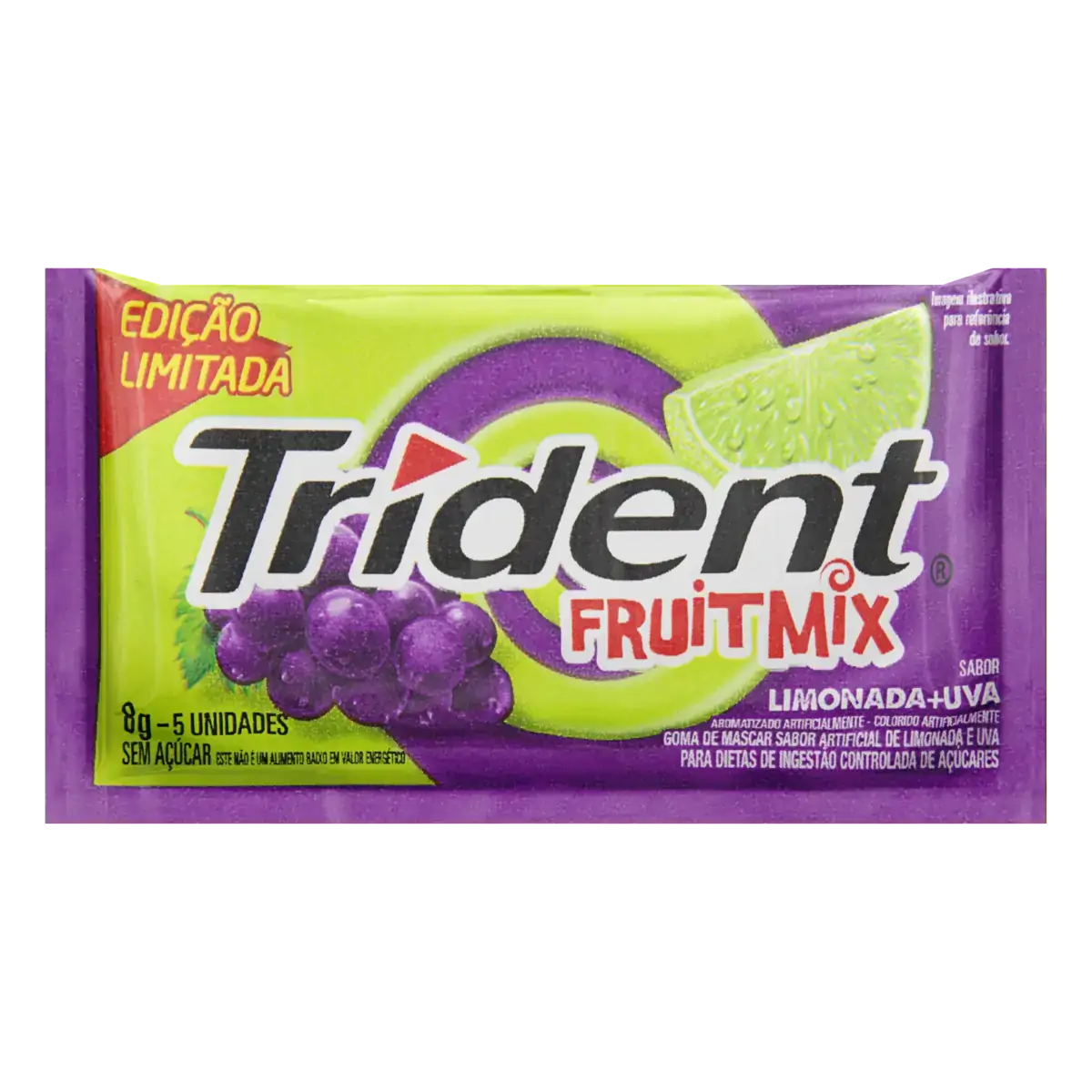 Chicle Trident 21unid Fruit Mix Limononada Uva