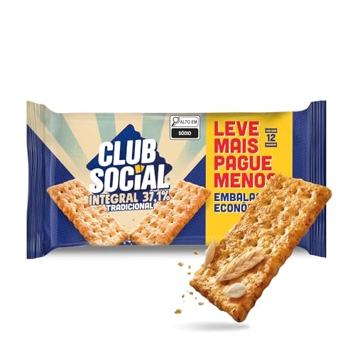 Pack Biscoito Integral Tradicional Club Social Pacote 288g 12 Unidades Embalagem Econômica Leve Mais