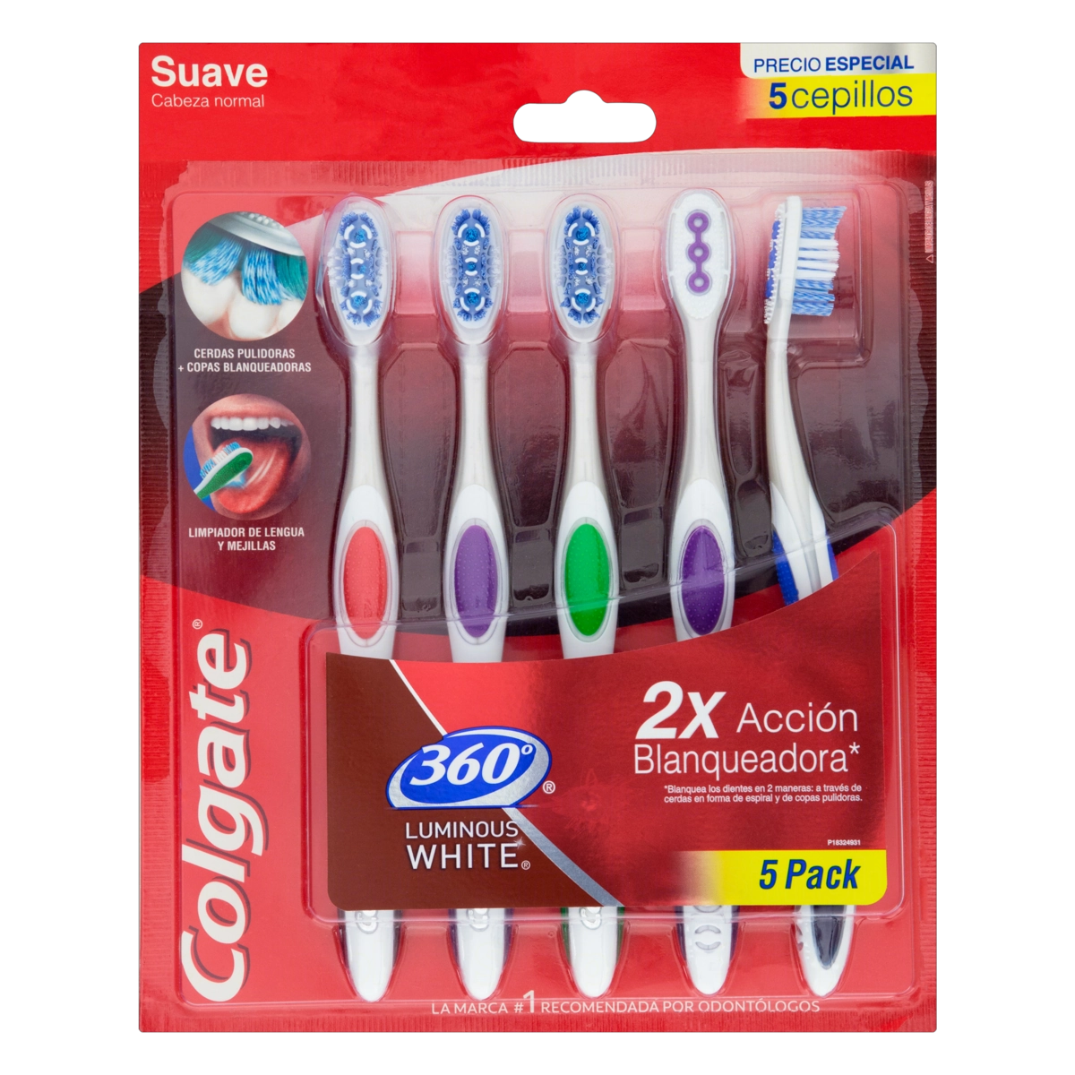 Escova Dental Suave Colgate Luminous White 360° 5 Unidades