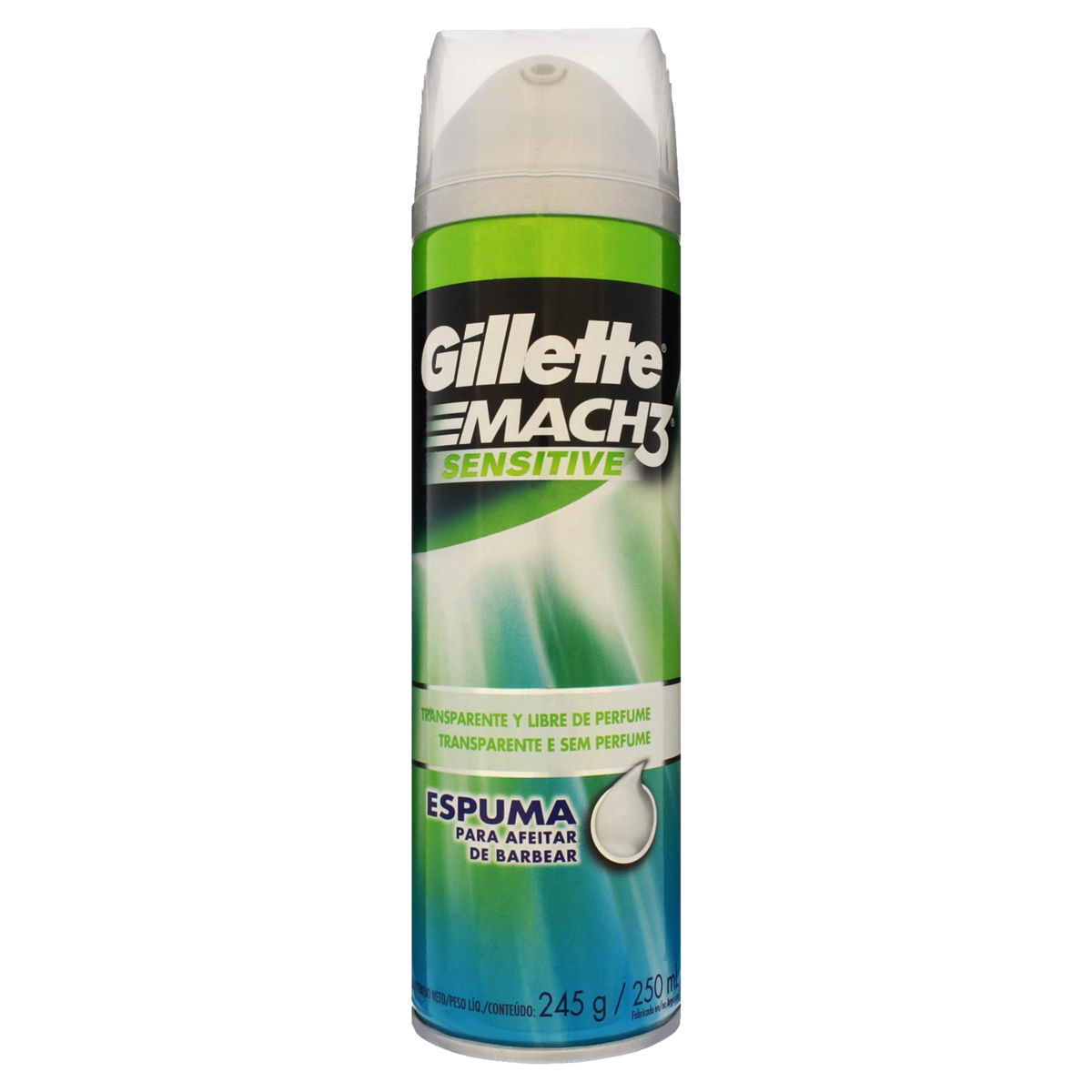 Espuma De Barbear Sensitive Gillette Mach3 Frasco 250ml