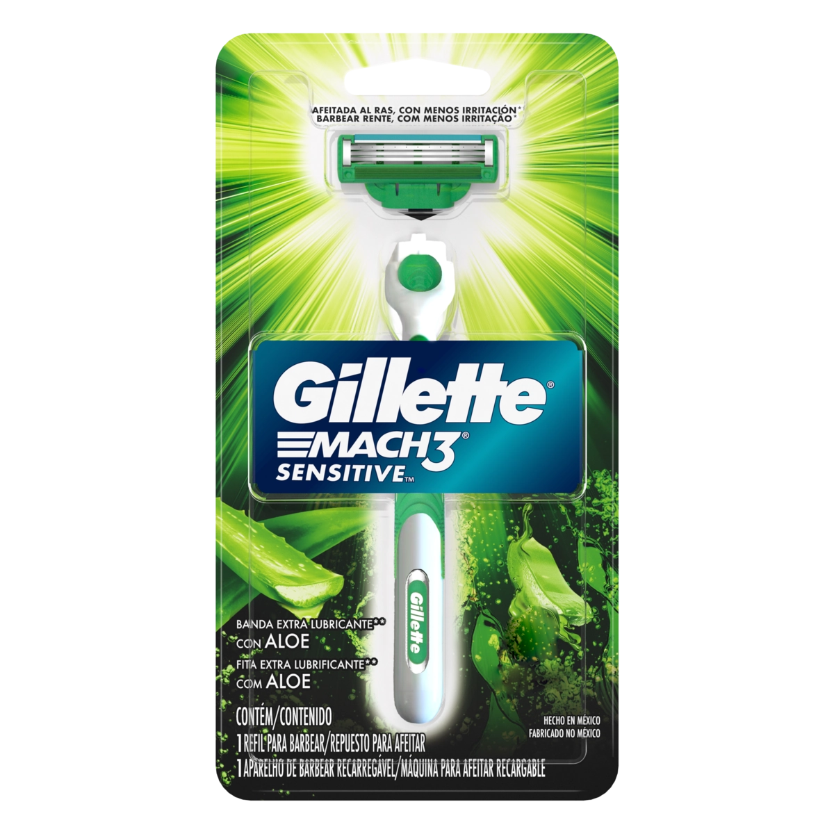 Kit Aparelho Recarregável Carga Para Barbear Gillette Mach3 Sensitive