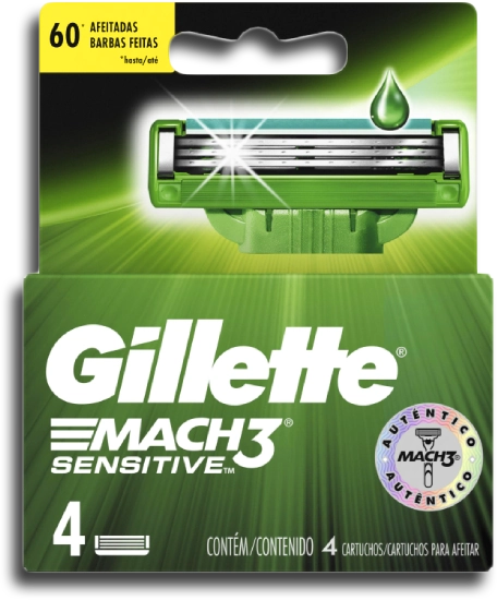 Carga De Aparelho Para Barbear Gillette Mach3 Sensitive 4 Unidades