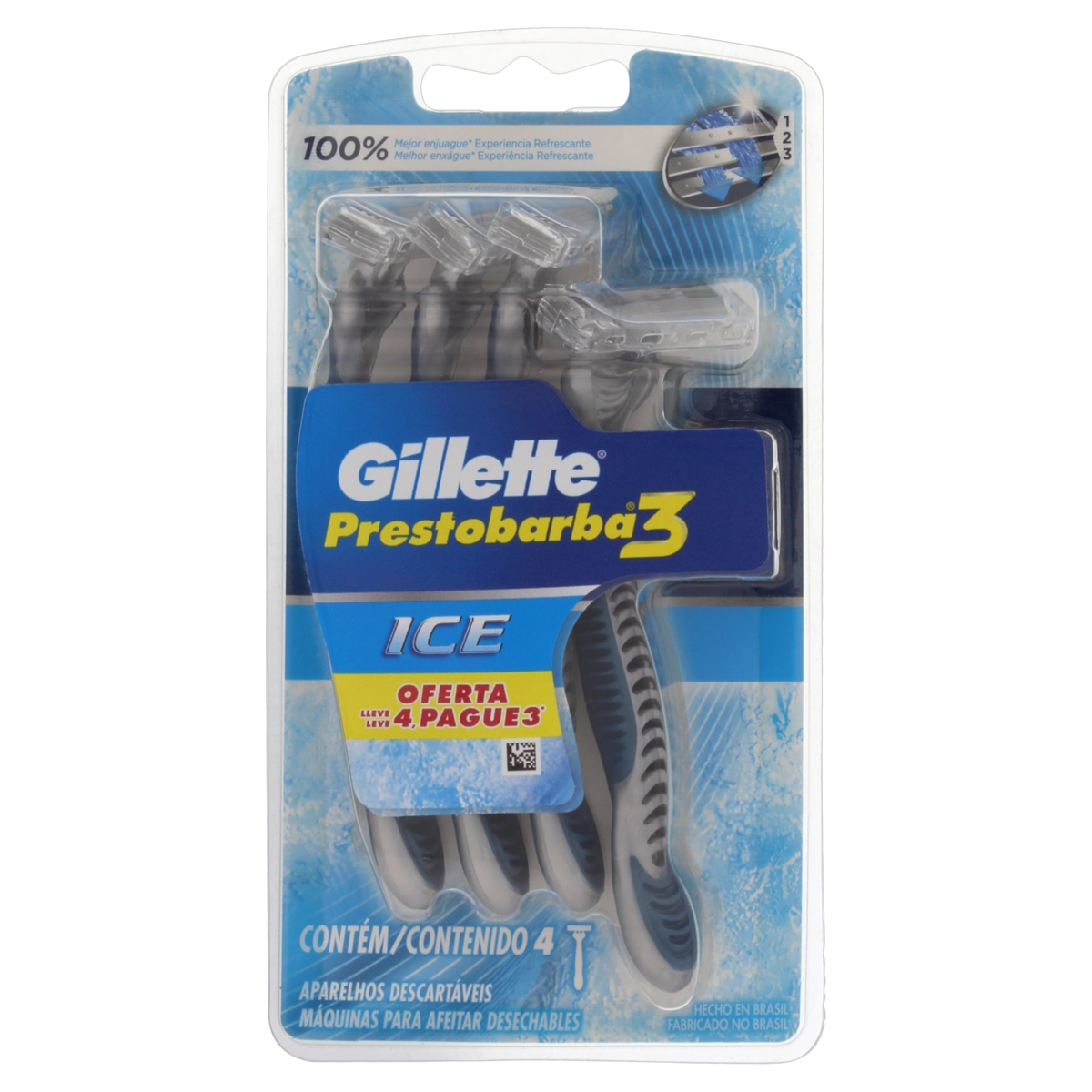 Aparelho Descartável Para Barbear Gillette Prestobarba3 Ice Leve 4 Pague 3 Unidades