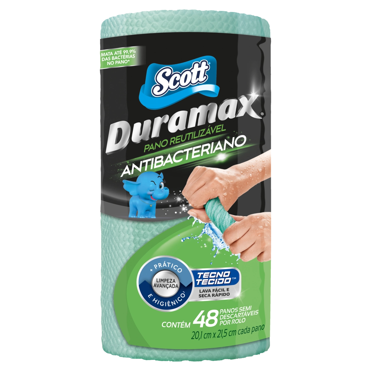 Pano Reutilizável Em Rolo Verde Scott Duramax 48 Unidades
