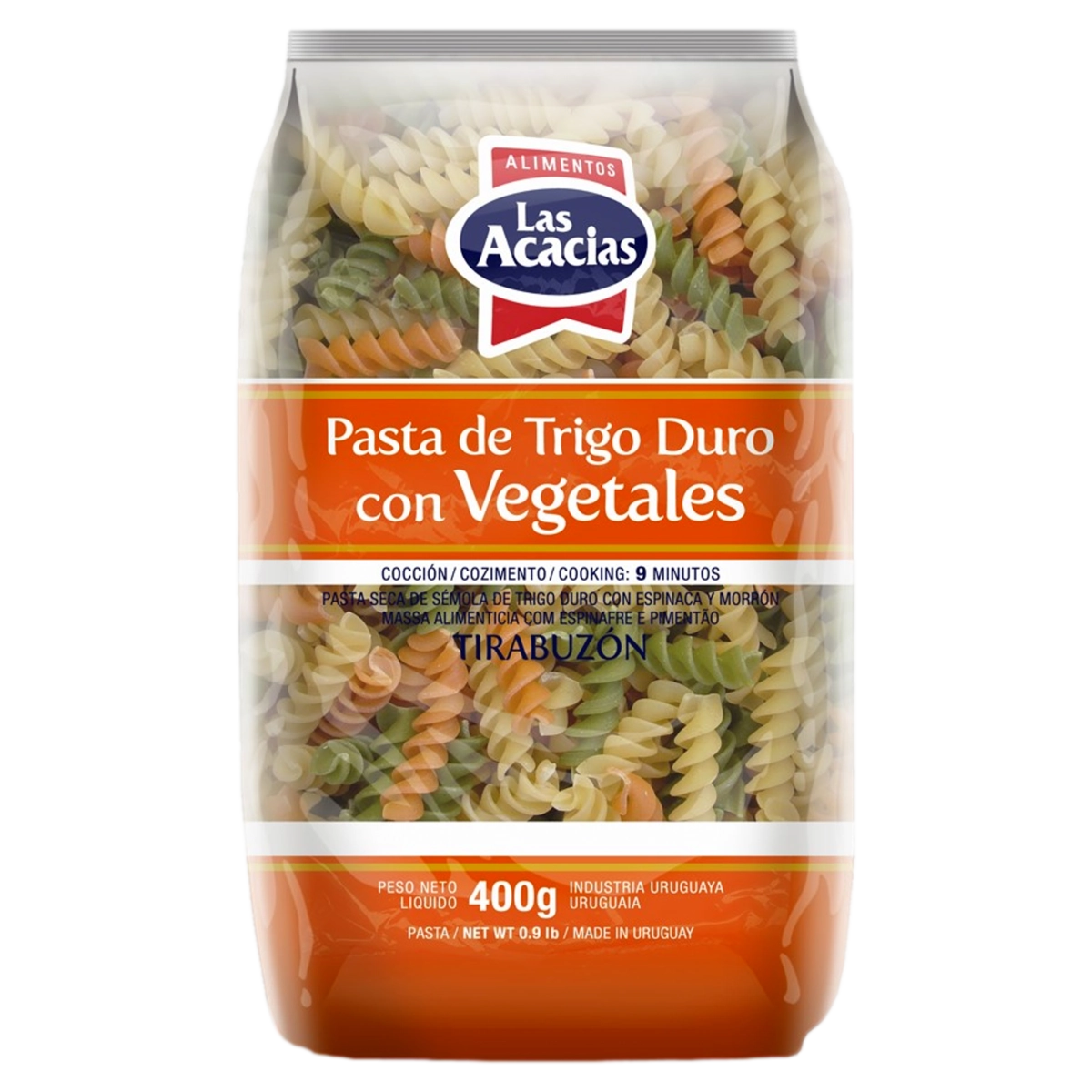 Macarrão De Sêmola De Trigo Durum Com Vegetais Fusilli Las Acacias Pacote 400g