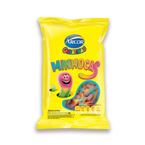 Bala Gelat Arcor Minhocas 70g