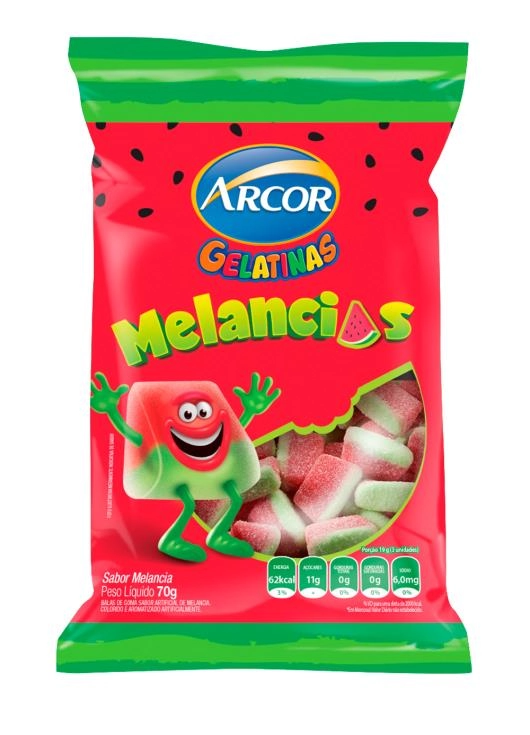 Bala Gelat Arcor 70g Melancias