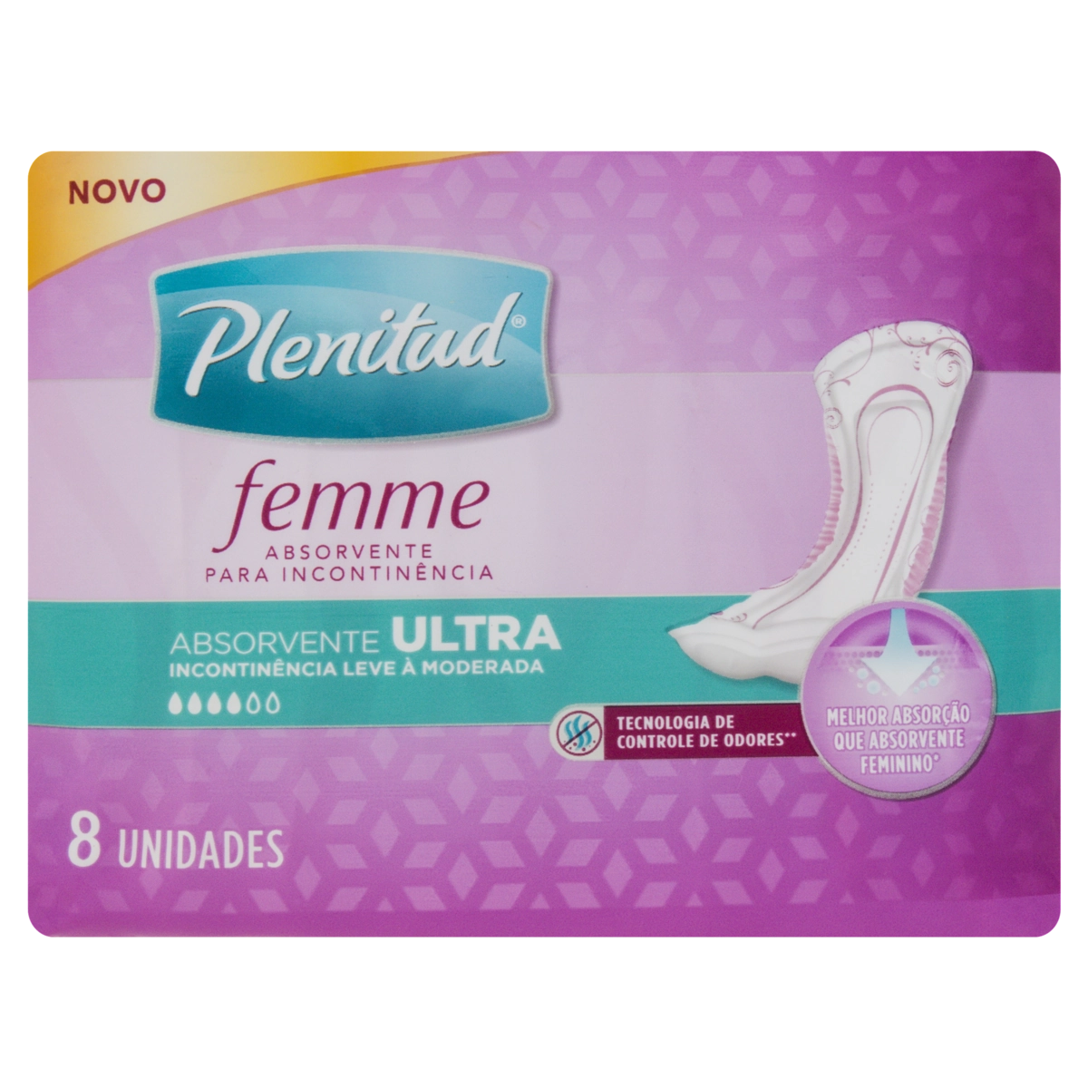 Absorvente Sem Abas Para Incontinência Urinária Plenitud Femme Ultra Pacote 8 Unidades