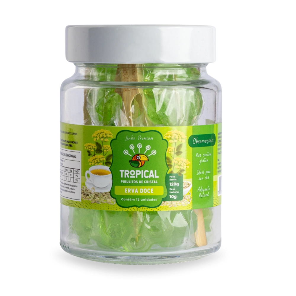 Pirulito Tropical P/drinks Cristal Frut/verme Pote C/12