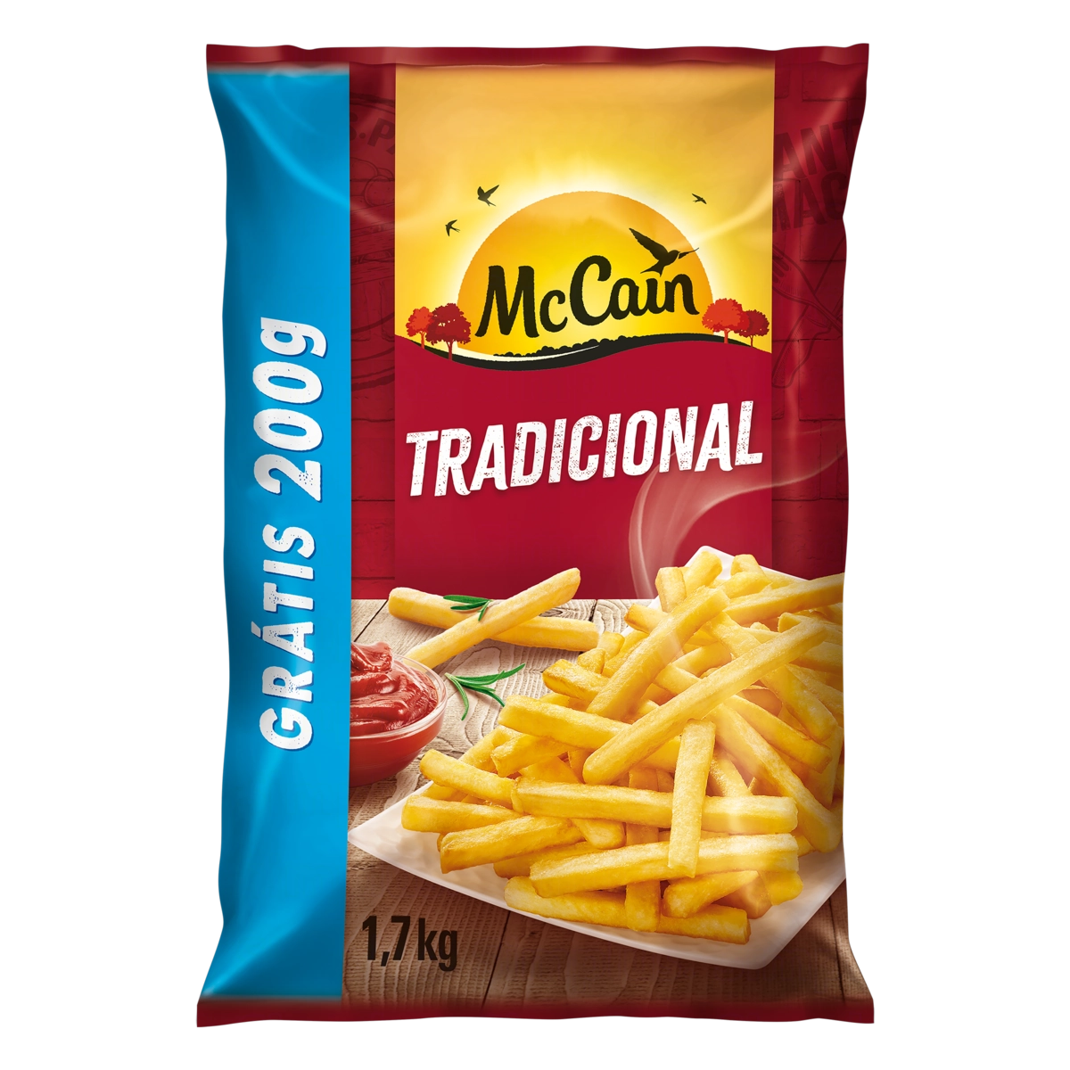 Batata Pré Frita Tradicional Congelada Mccain Pacote 1,7kg Grátis 200g