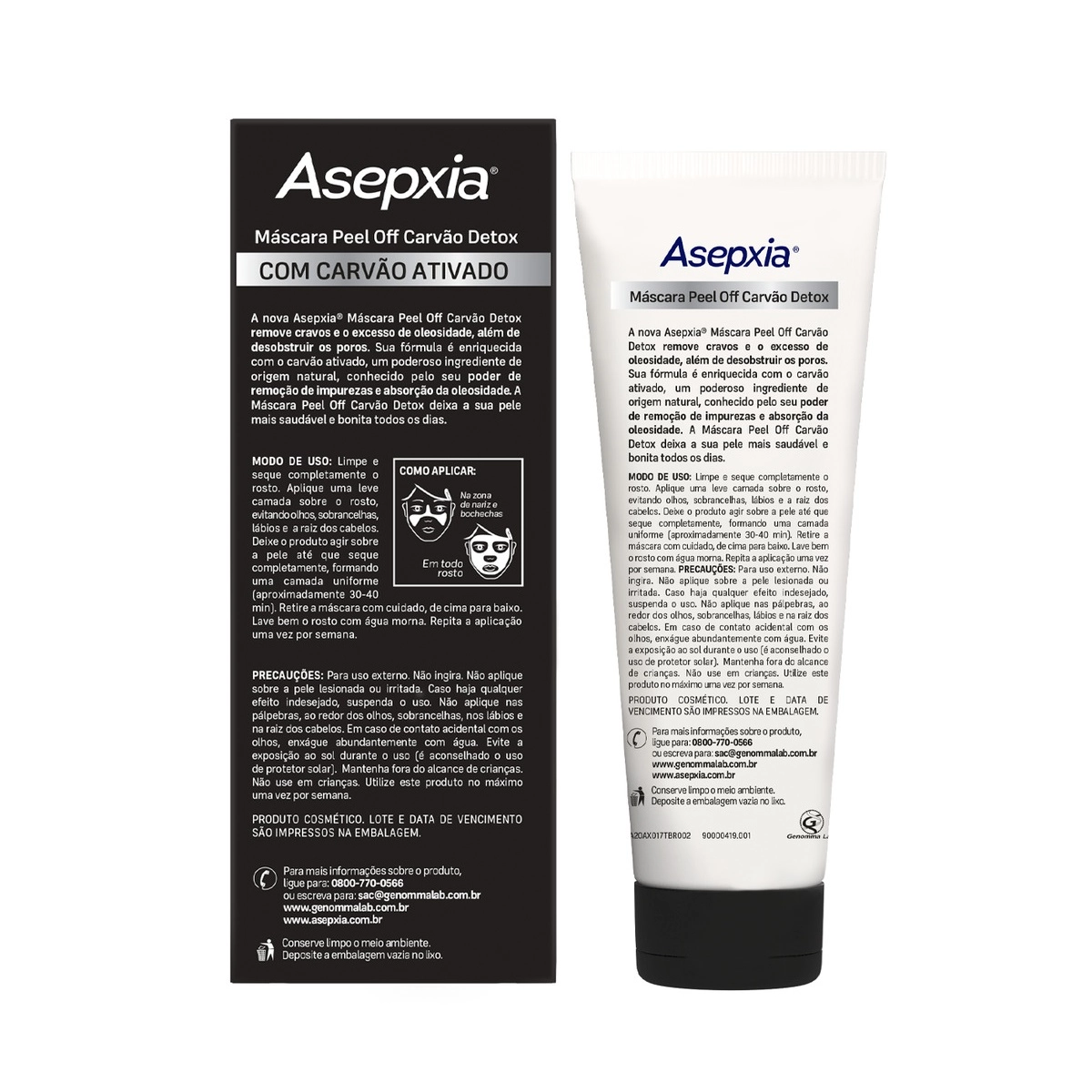 Máscara Facial Asepxia Carvão Detox
