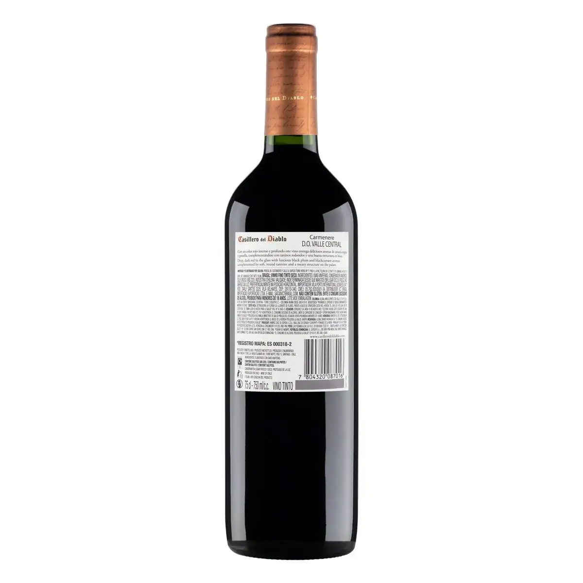 Vinho Chileno Tinto Seco Reserva Casillero Del Diablo Carménère Valle Central Garrafa 750ml