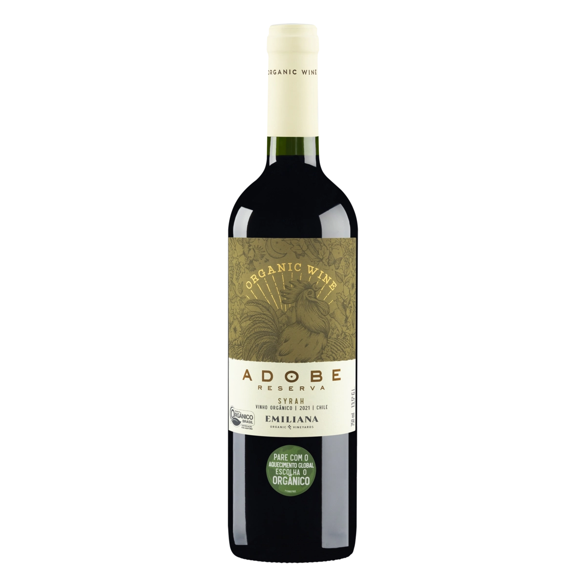 Vinho Chileno Tinto Seco Orgânico Reserva Adobe Syrah Valle Central Garrafa 750ml