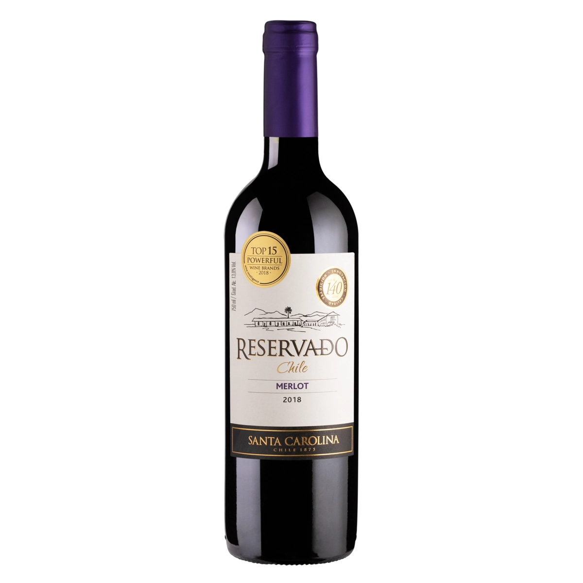 Vinho Chileno Tinto Meio Seco Reservado Santa Carolina Merlot Valle Central Garrafa 750ml