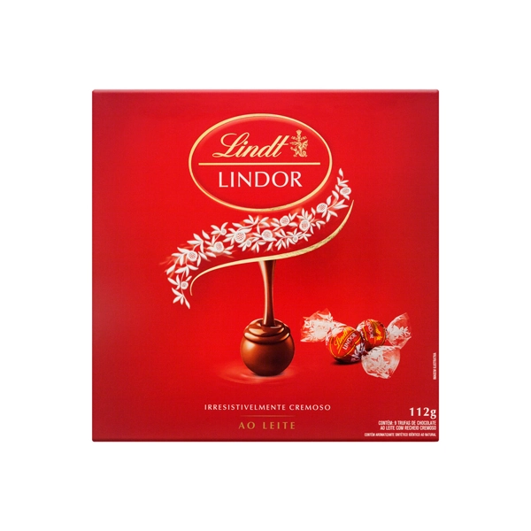 Trufa De Chocolate Suíço Ao Leite Lindt Lindor Caixa 112g 9 Unidades