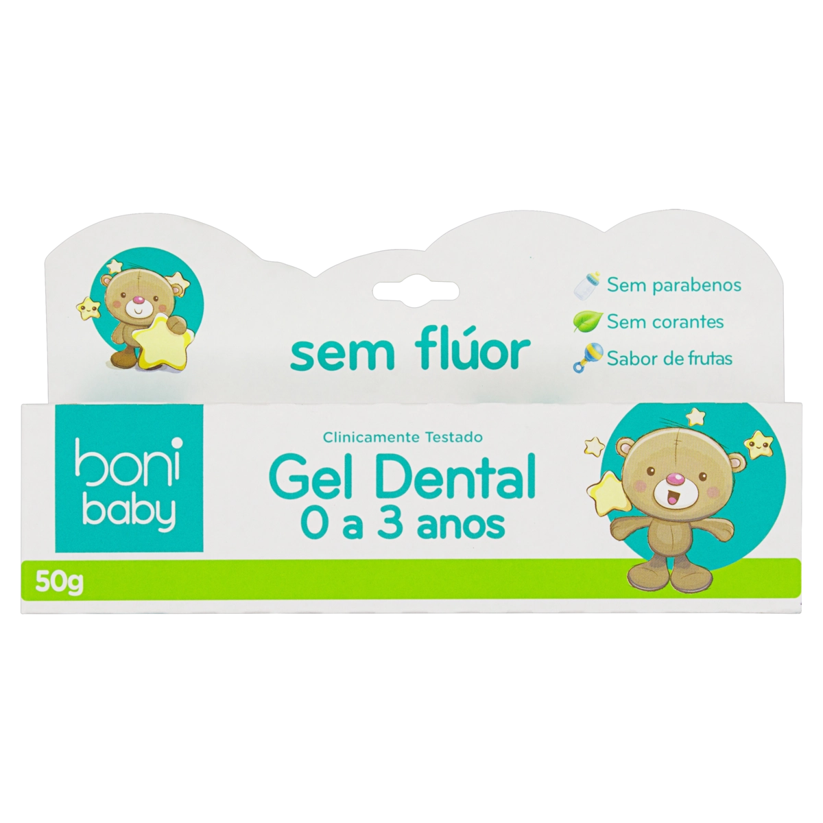 Gel Dental Sem Flúor Infantil Frutas Boni Baby Caixa 50g
