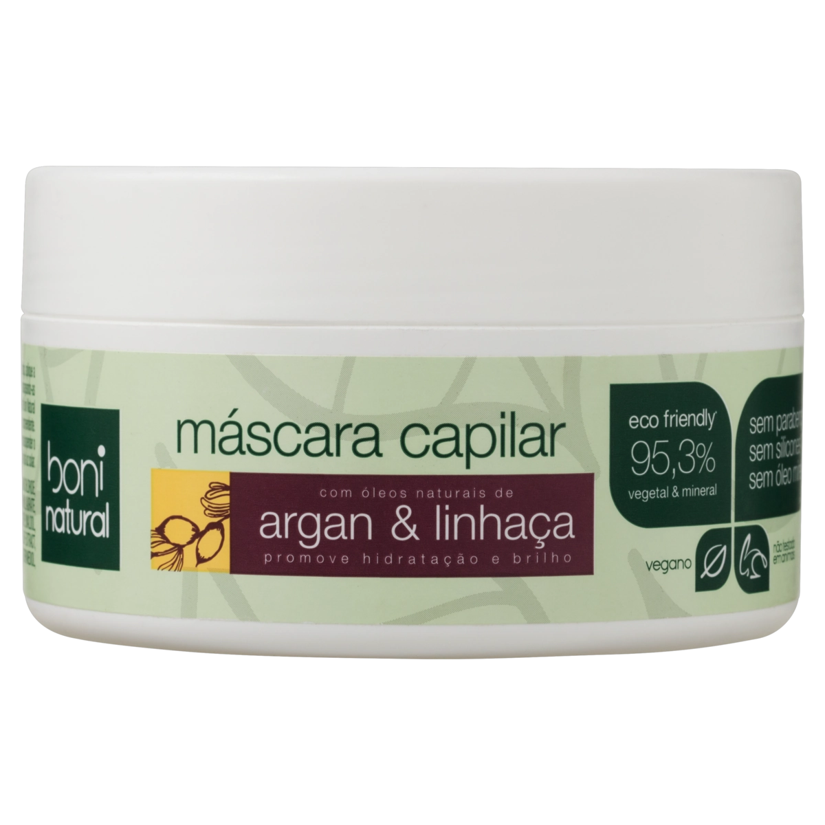 Máscara De Tratamento Capilar Argan E Linhaça Boni Natural Pote 250g