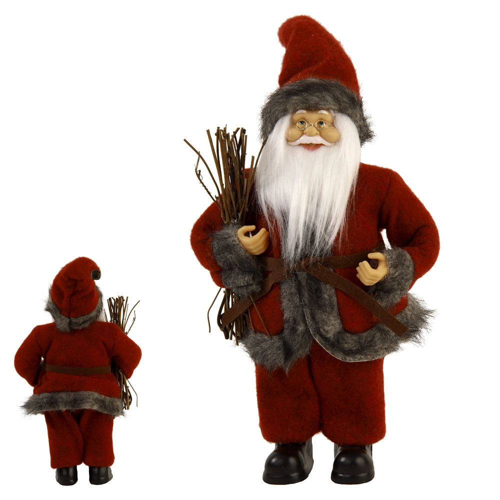Papai Noel Natal Pe Lenha Vermelho Cinza 30cm 57170001 Dea