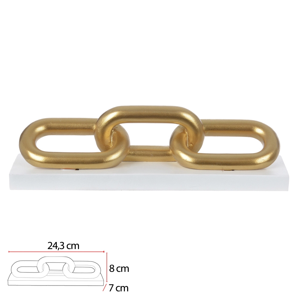 Escultura Poliresina Corrente Dourado 7.5x25x6.5cm 74638001 Dea