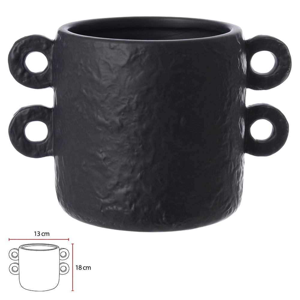 Vaso Ceramica Preto 18cm 75551002 Dea