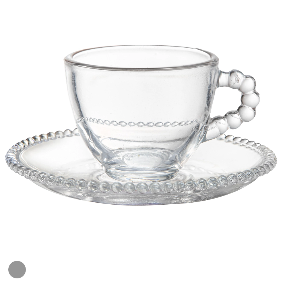 Conj Cafe Xicara Pires Cristal Perola Transp 90ml 8pcs 75695001 Dea
