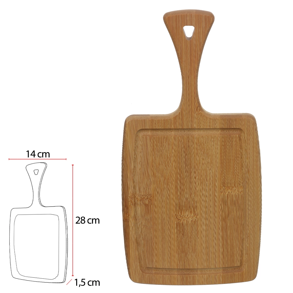 Tabua Corte Bambu 28x14x1,5cm Rt C/cabo Bege 76613001 Dea