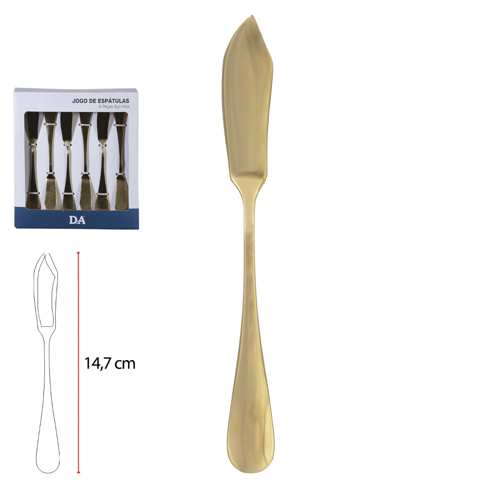 Cj Espatula Aco Inox 14.7cm 2.2mm 6pcs Dourado 76849002 Dea