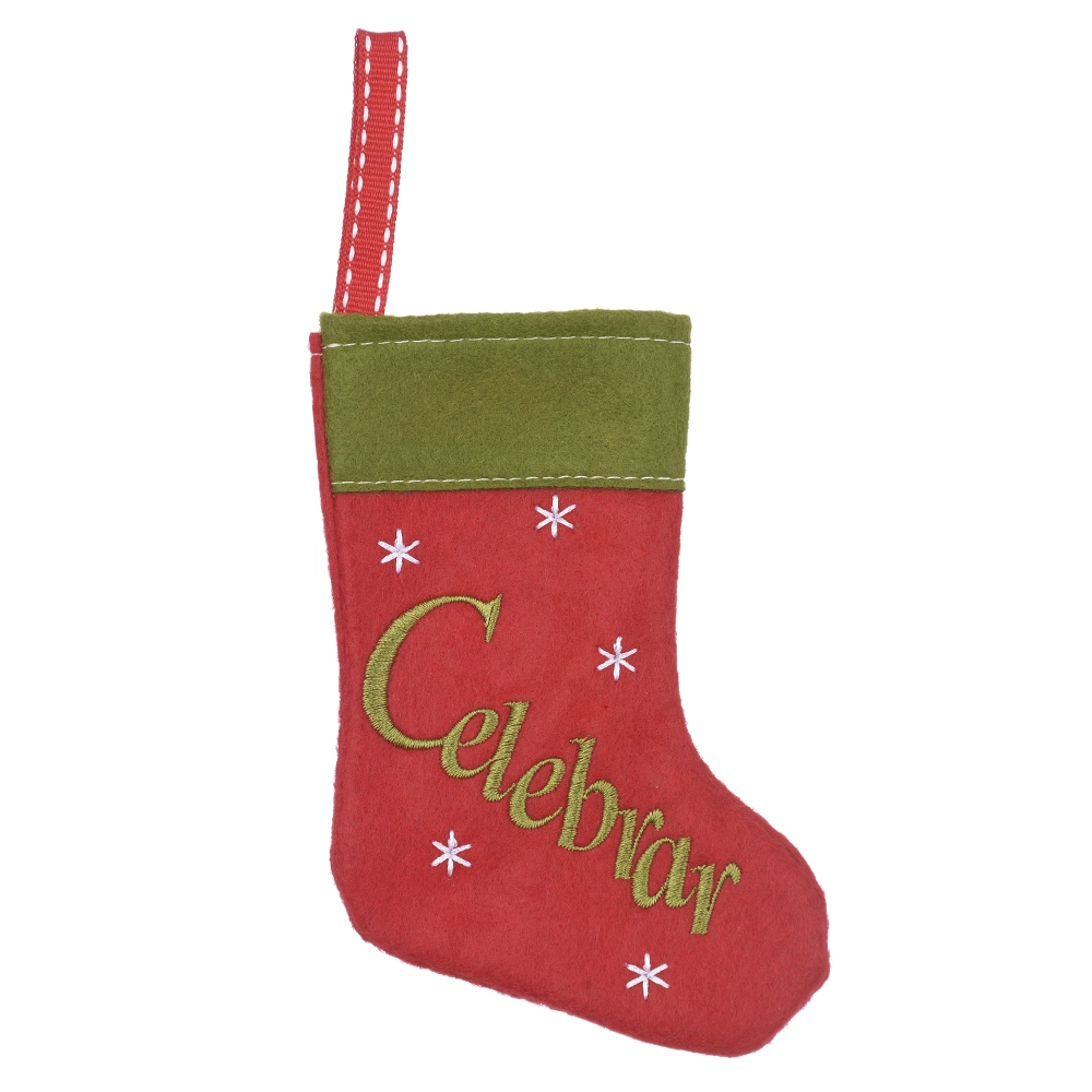 Natal Meia Desejos Vermelho Verde 14cm 77809001