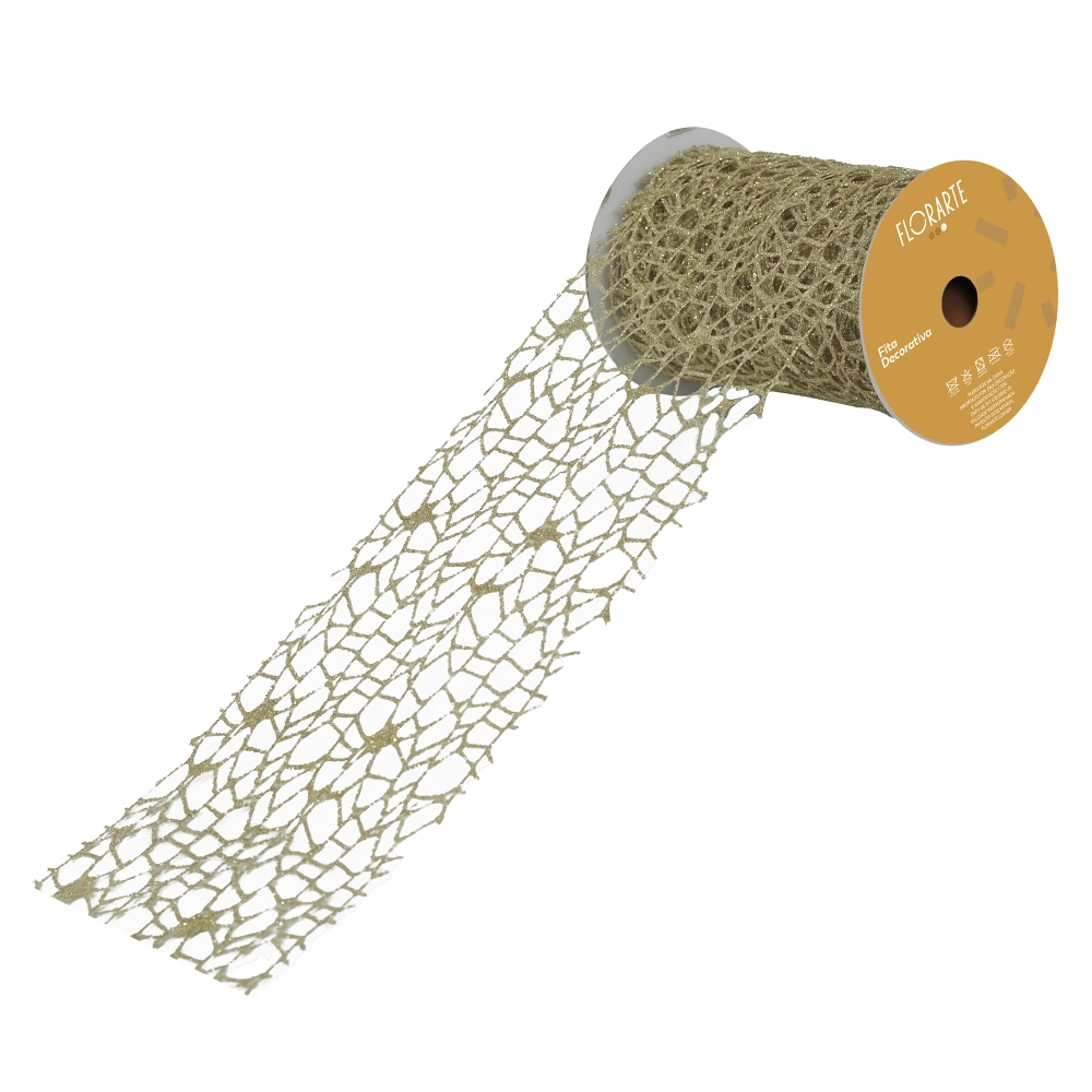 Fita Aramada Tela Glitter Dourado 11.3x9.14cm 57777001 Dea