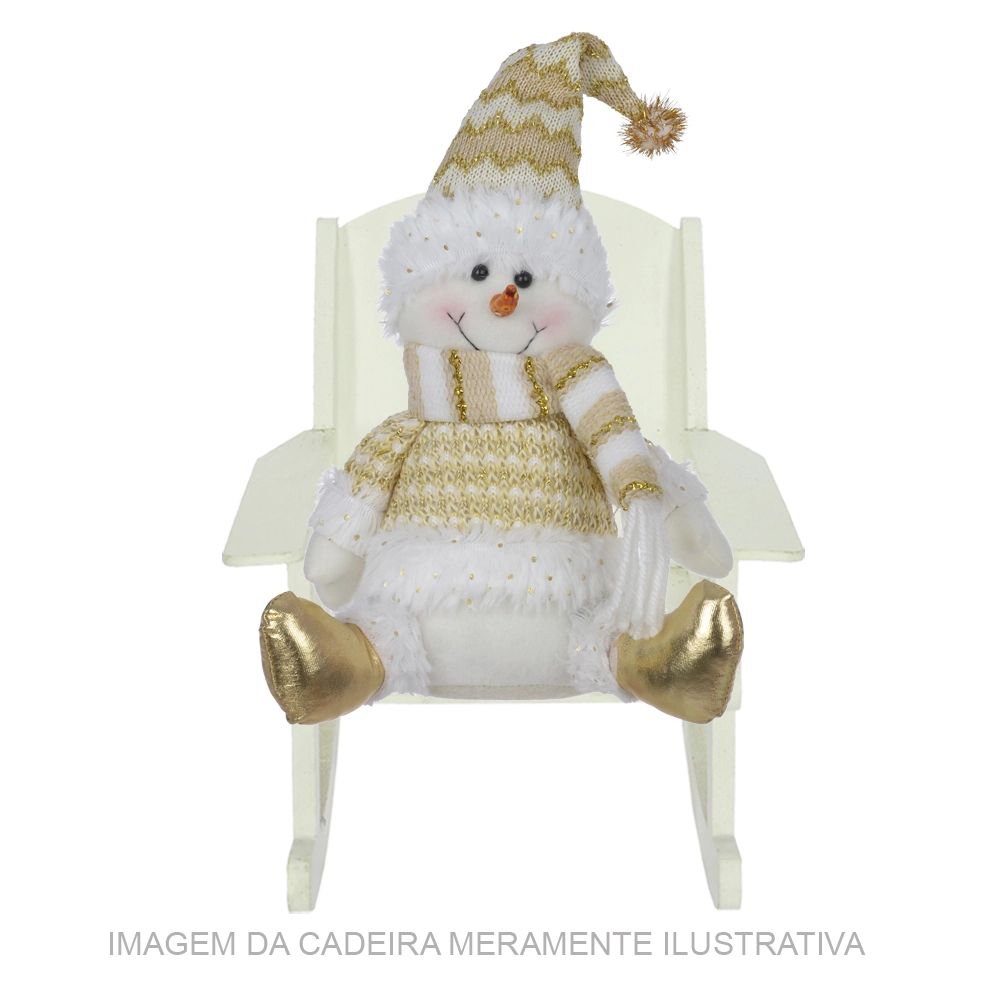 Boneco De Neve Natal Sentado Dourado 31cm 78335001 Dea