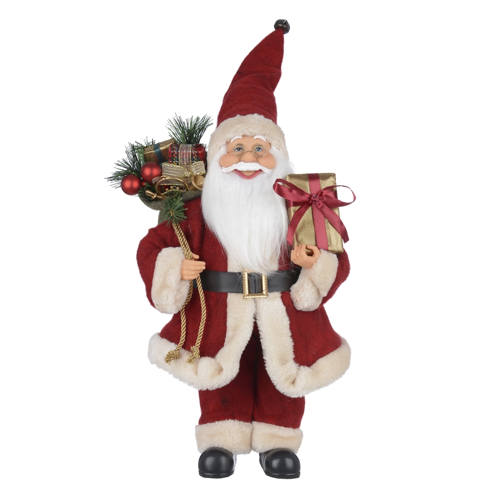 Papai Noel Natal Em Pe Vermelho Bege 40cm 78657001 Dea