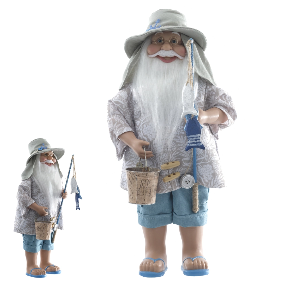 Papai Noel Natal Praia Em Pe Az Bege 40cm 80758001 Florarte