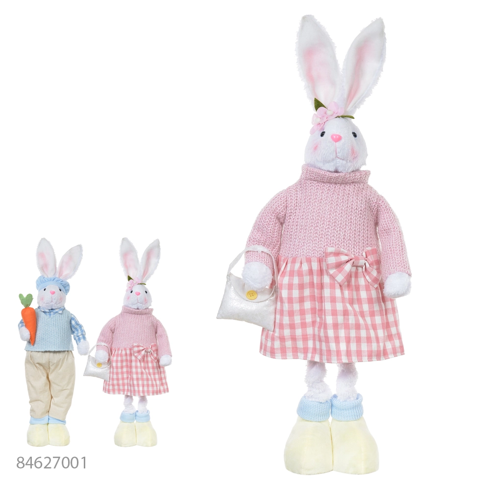 Pascoa Boneco Coelho Femea Em Pe Rosa Amarelo 68cm Florarte