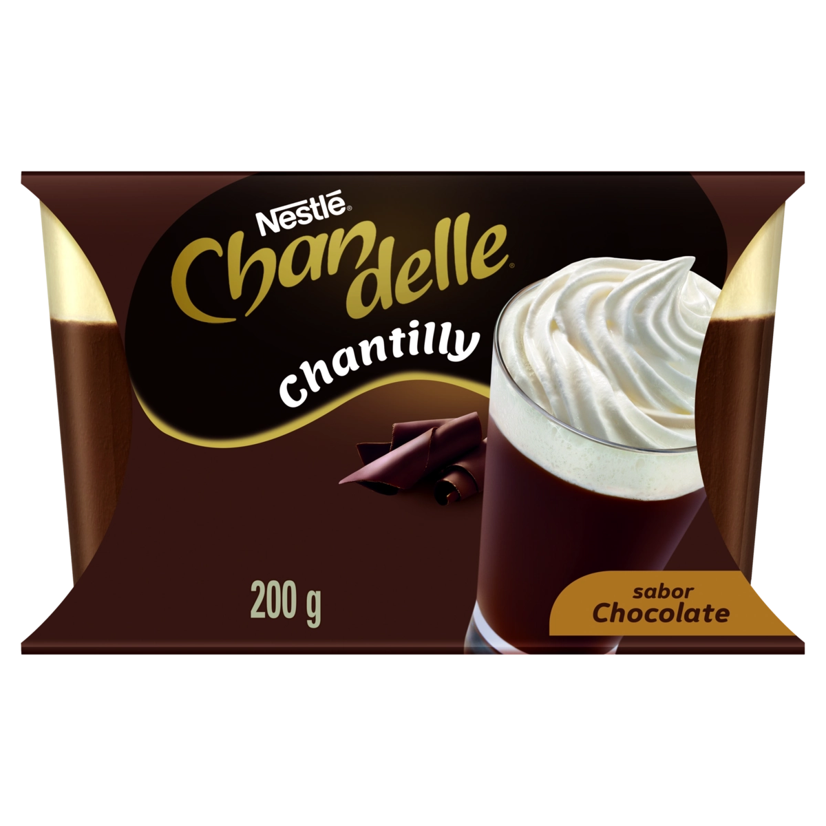 Sobremesa Láctea Com Chantilly Chocolate Chandelle Bandeja 200g 2 Unidades