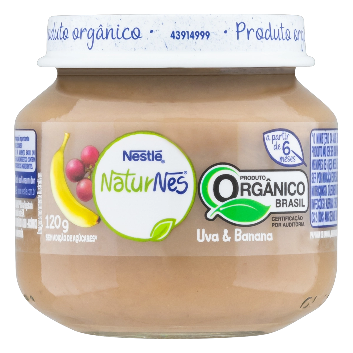 Papinha Orgânica Uva Banana Naturnes Vidro 120g