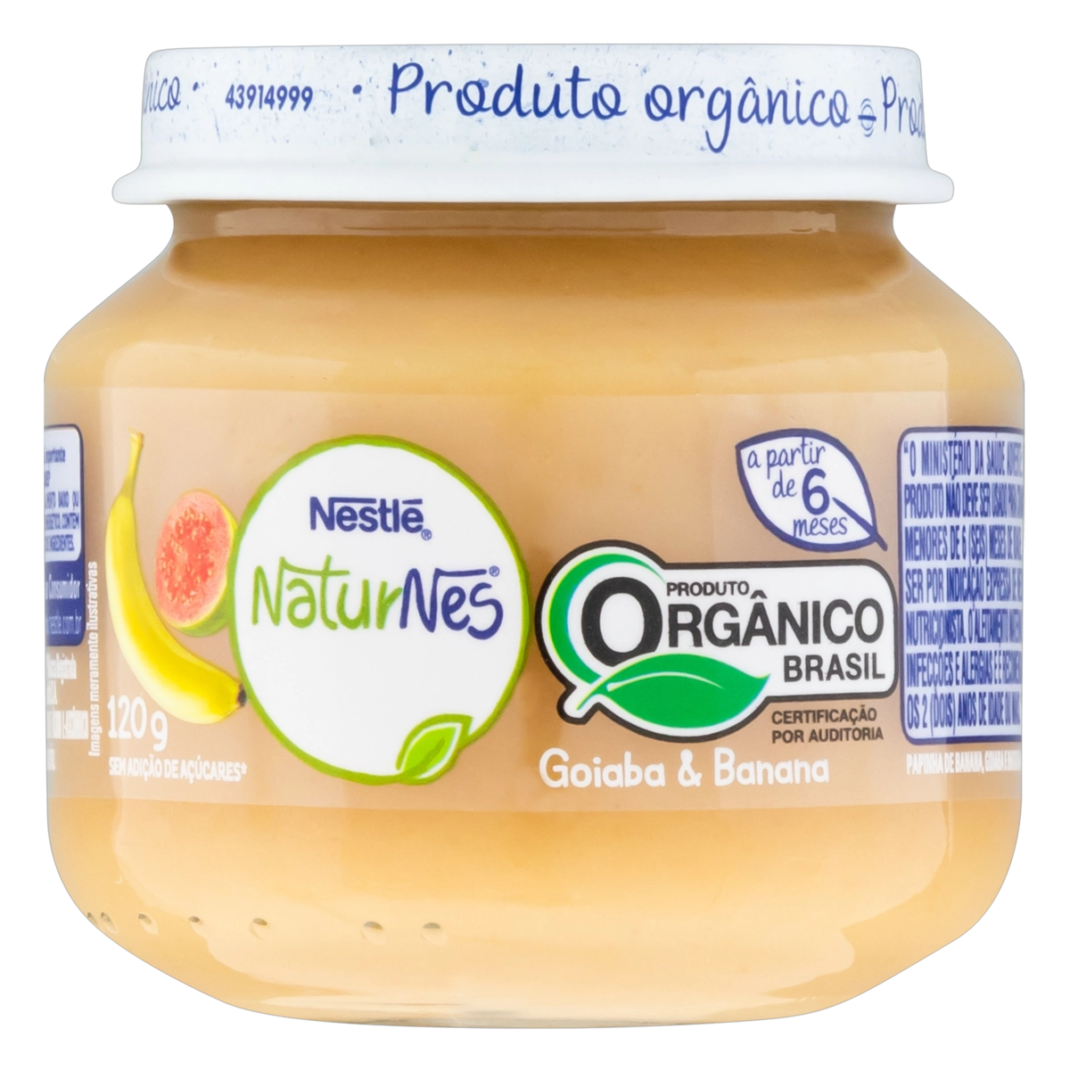 Papinha Orgânica Goiaba Banana Naturnes Vidro 120g