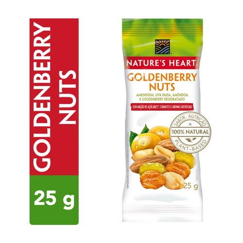 Mix De Frutas E Sementes Goldenberry Nuts Natures Heart Pacote 25g