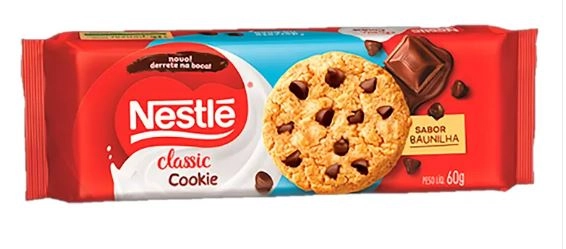 Biscoito Cookie Baunilha Com Chocolate Classic Pacote 60g