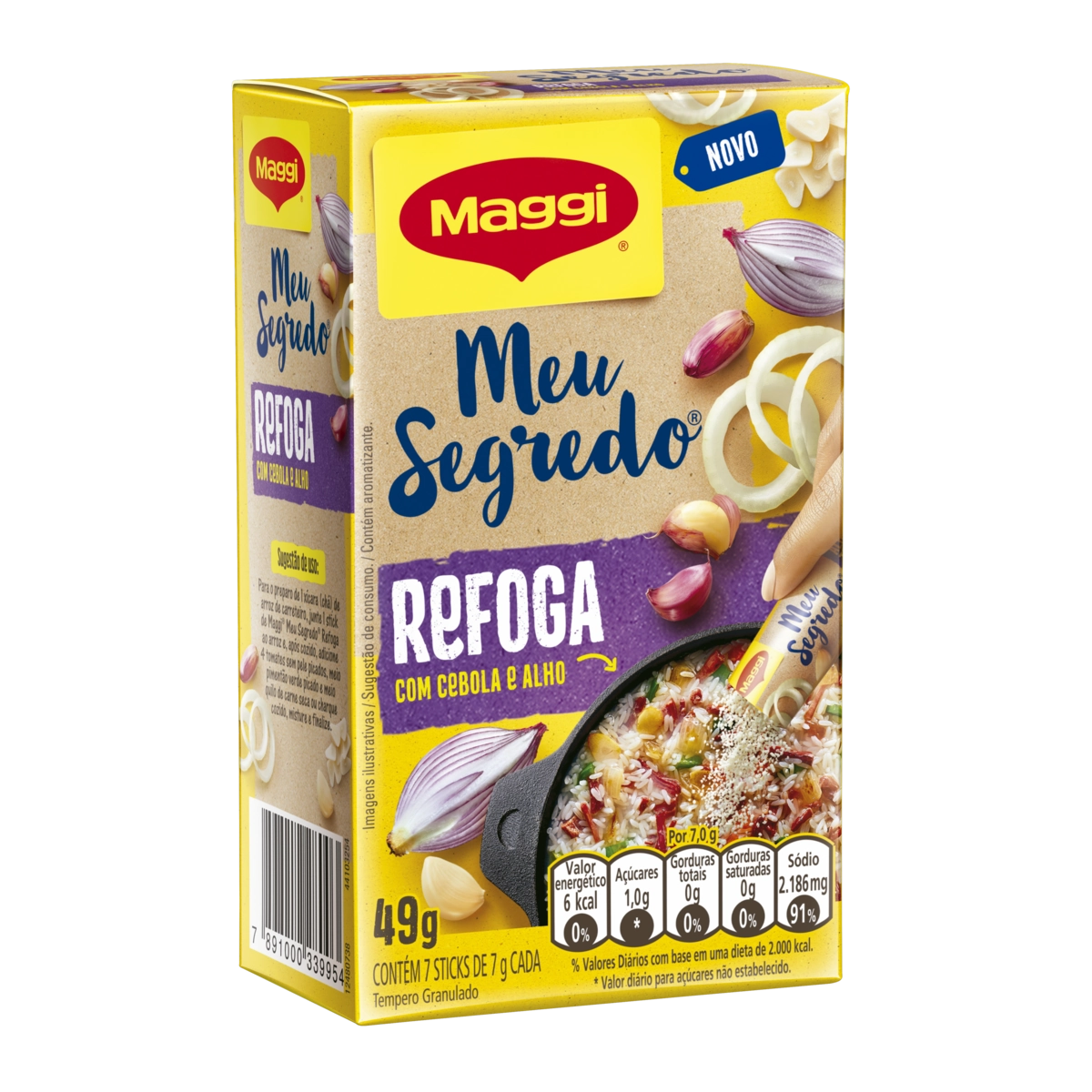 Tempero Granulado Refoga Cebola E Alho Maggi Meu Segredo Caixa 49g 7 Unidades