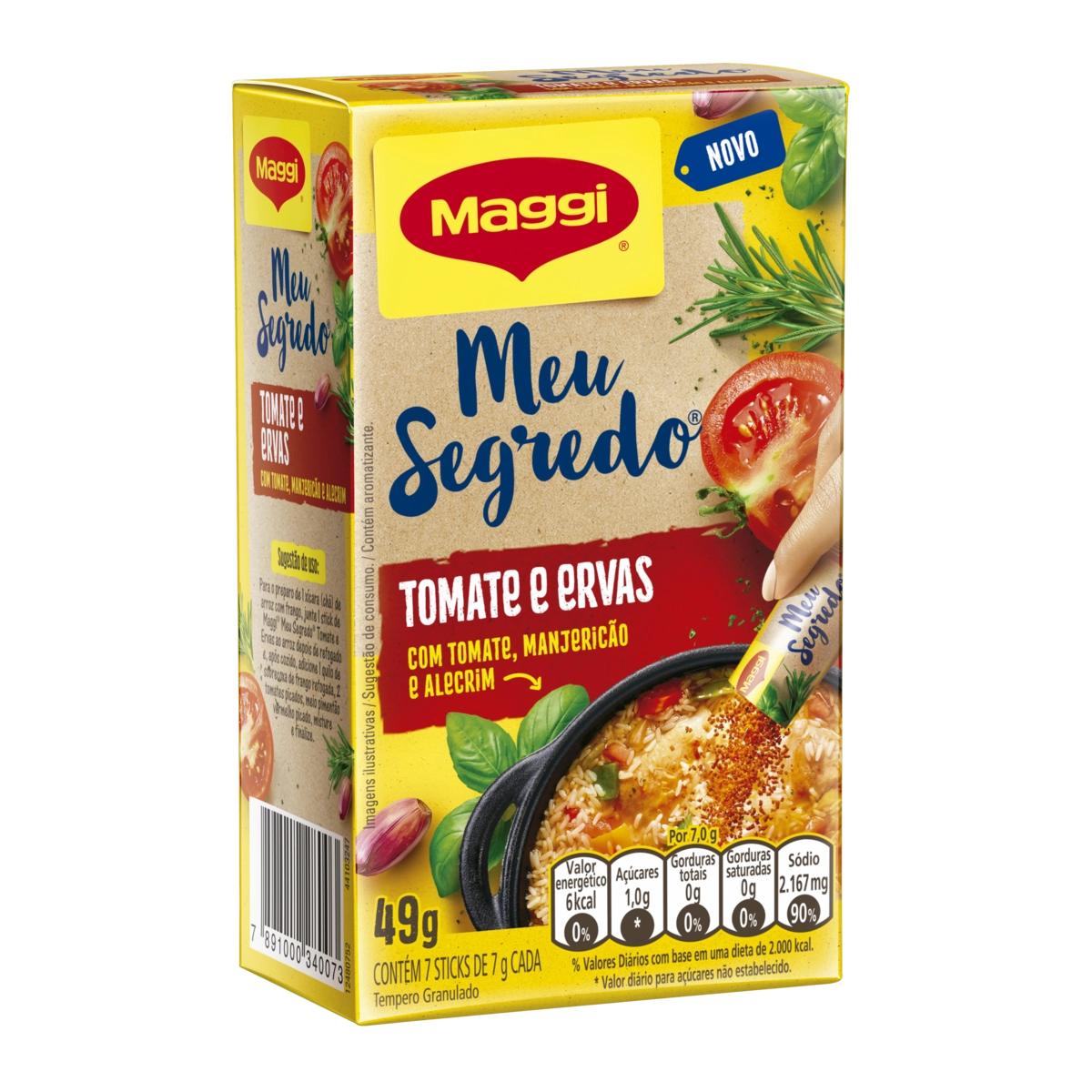 Tempero Granulado Tomate E Ervas Maggi Meu Segredo Caixa 49g 7 Unidades