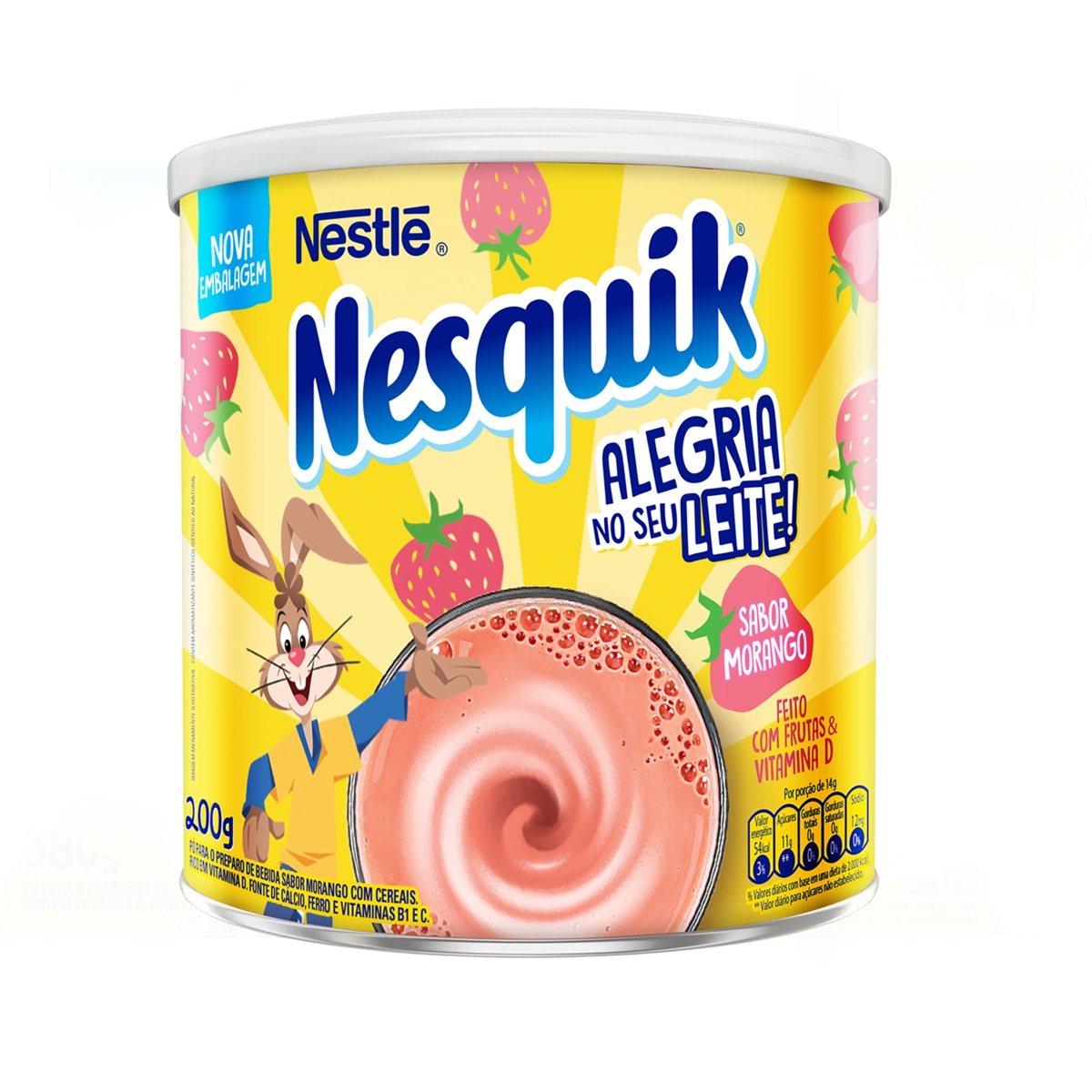 Pó Para Preparo De Bebida Morango Nesquik Lata 200g