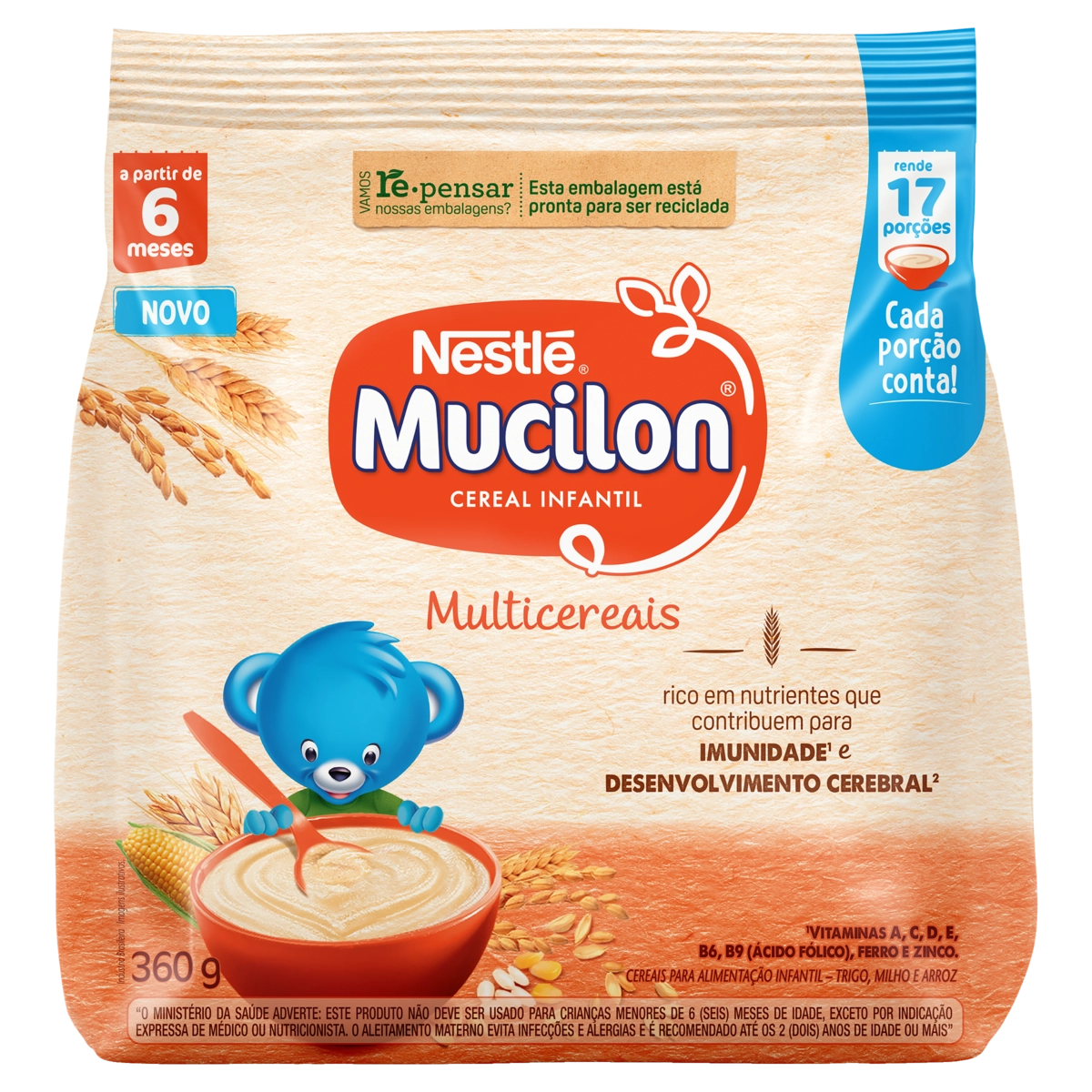Cereal Infantil Multicereais Mucilon Pacote 360g