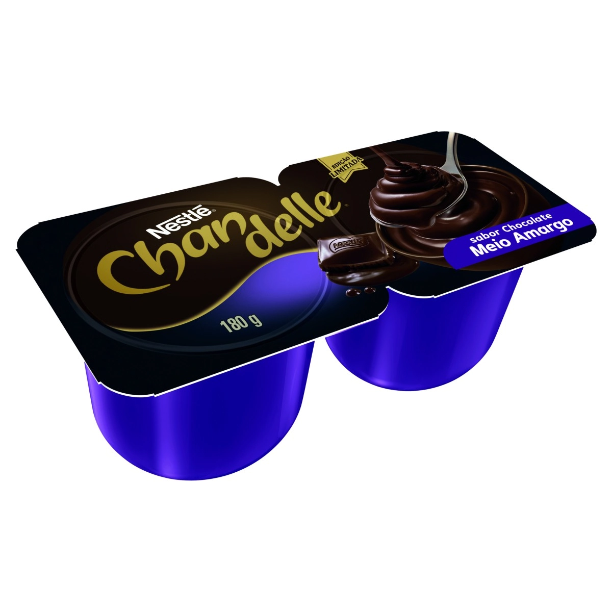 Sobremesa Láctea Chocolate Meio Amargo Chandelle Bandeja 180g 2 Unidades