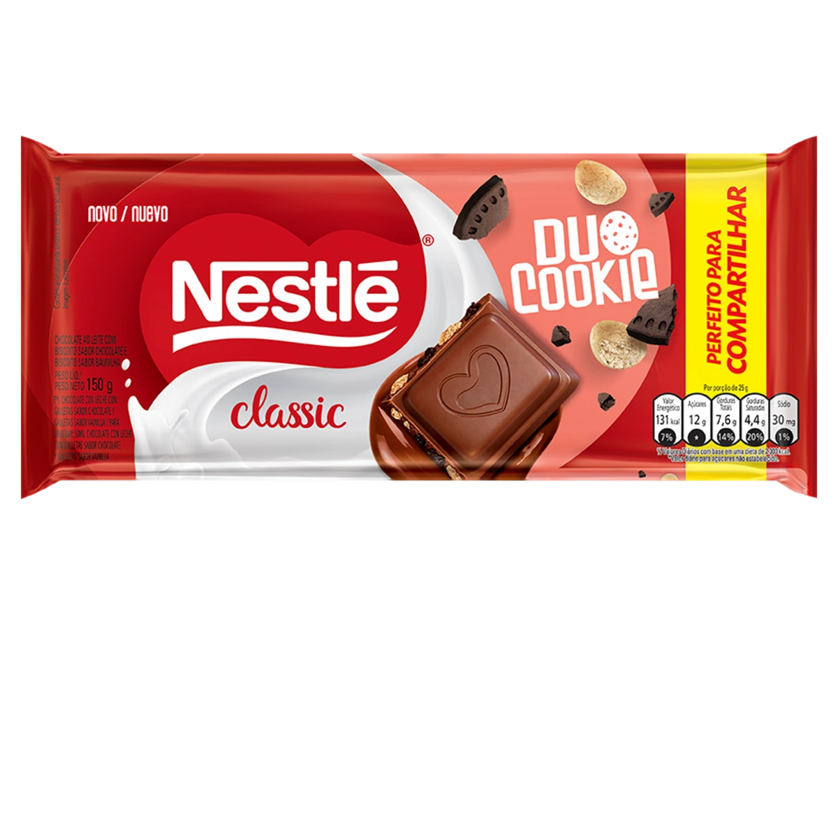 Chocolate Ao Leite Com Biscoito Duo Cookie Classic Pacote 150g